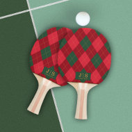 Benutzerdefinierte Fancy-Monogramm-Name Plaid Tischtennis Schläger