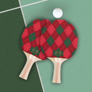 Benutzerdefinierte Fancy-Monogramm-Name Plaid Tischtennis Schläger