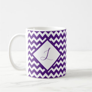 Benutzerdefinierte Farb-Chevron-Monogramm-Kaffeeta Kaffeetasse
