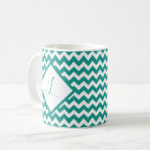 Benutzerdefinierte Farb-Chevron-Monogramm-Kaffeeta Kaffeetasse (Vorderseite Links)