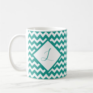 Benutzerdefinierte Farb-Chevron-Monogramm-Kaffeeta Kaffeetasse