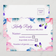 Benutzerdefinierte Farb-Wasserfarben-Blumen-RSVP-K