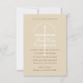 Benutzerdefinierte Farbe Beige Cross Erste Kommuni Einladung (Vorderseite)