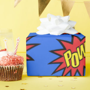 Benutzerdefinierte Farbe des Super Hero Pow Geschenkpapier