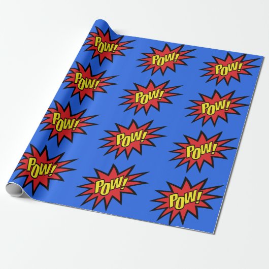 Benutzerdefinierte Farbe des Super Hero Pow Geschenkpapier (Ungerollt)