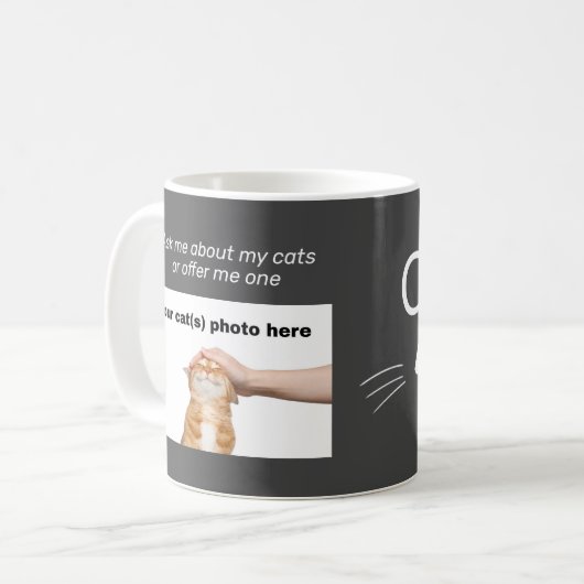 Benutzerdefinierte Farbe "Frag mir über meine Katz Kaffeetasse (Vorderseite Links)