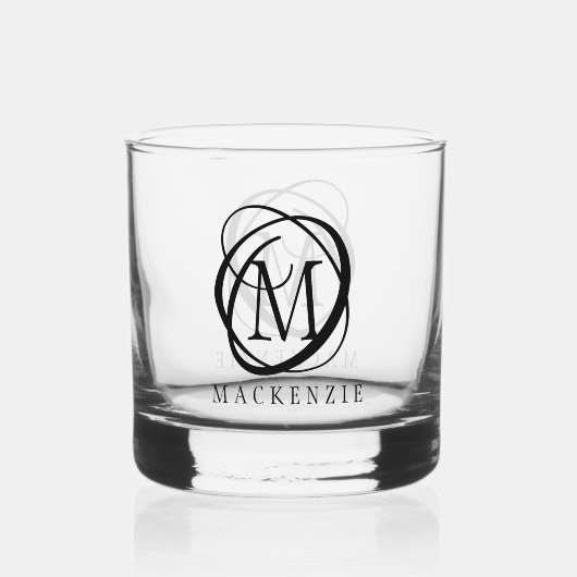 Benutzerdefinierte Farbe für elegante Monogrammnam Whiskyglas (Vorderseite)