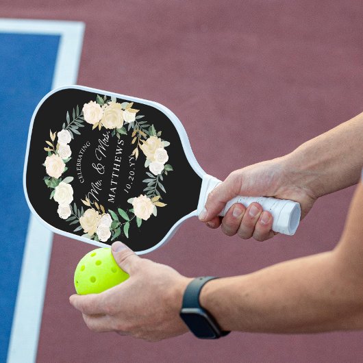 Benutzerdefinierte Farbe Hochzeit Elfenbeinschwarz Pickleball Schläger