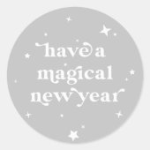 Benutzerdefinierte Farbe Magisches neues Jahr + St Runder Aufkleber (Vorderseite)