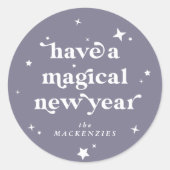 Benutzerdefinierte Farbe Magisches neues Jahr + St Runder Aufkleber (Vorderseite)