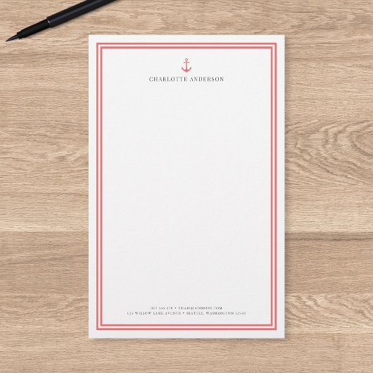 Benutzerdefinierte Farbe Moderne Klassische Anker Briefpapier