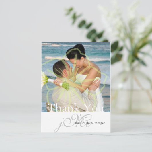 Benutzerdefinierte Farbe/Monogramm Danke Postkarte (Stehend Vorderseite)