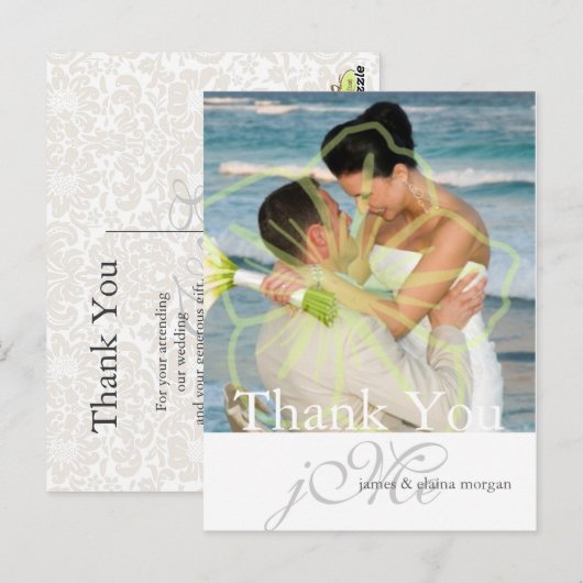 Benutzerdefinierte Farbe/Monogramm Danke Postkarte (Vorne/Hinten)