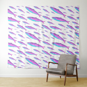 Benutzerdefinierte Farbe Neon Sardinen Trend Hinte Wandteppich