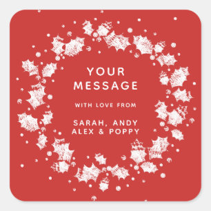 Benutzerdefinierte Farbe + Text Weihnachtsfeier Quadratischer Aufkleber