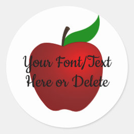 Benutzerdefinierte Farbe und Text lecker Red Apple Runder Aufkleber