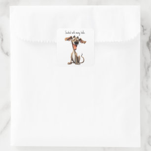 Benutzerdefinierte Farbe und Text, 🐶 verrückte 🤪 Quadratischer Aufkleber