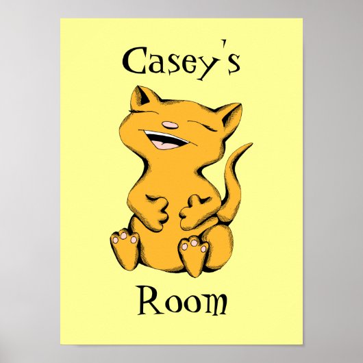Benutzerdefinierte Farbe und Text Wally Cat Laughi Poster (Vorne)
