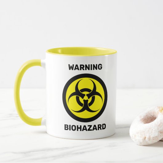 [Benutzerdefinierte Farbe] Warnung: Biogefährdung Tasse (Mit Donut)