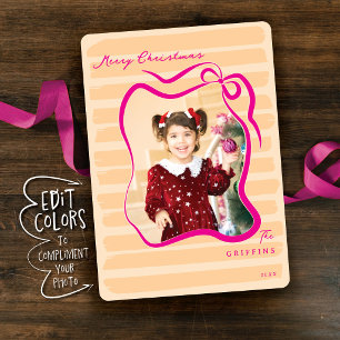 Benutzerdefinierte Farbe Whimsical Bow Gestreifte Feiertagskarte