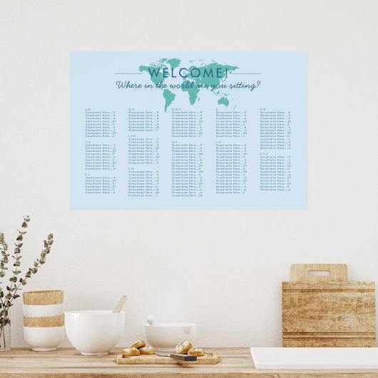 Benutzerdefinierte Farbe World Map Thema Sitzungst Poster (Küche)