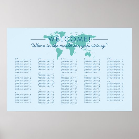 Benutzerdefinierte Farbe World Map Thema Sitzungst Poster (Vorne)