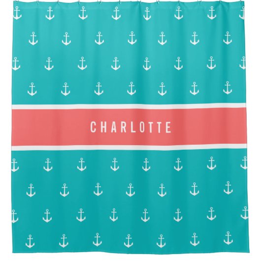 Benutzerdefinierte Farben hinzufügen Name Nautical Duschvorhang (Vorderseite)