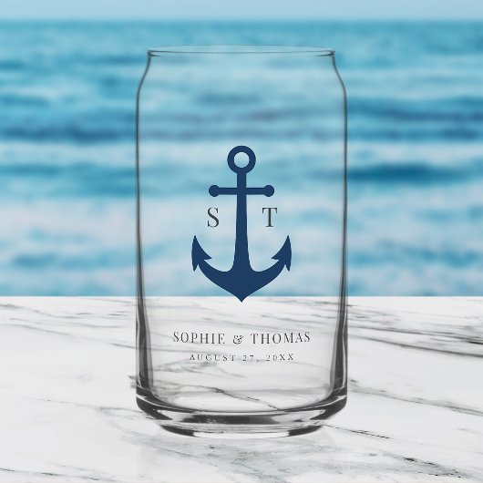 Benutzerdefinierte Farben Monogramm Anker Hochzeit Dosenglas