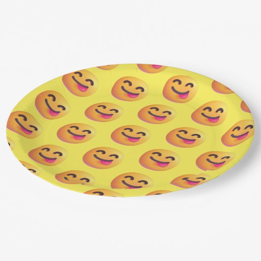 Benutzerdefinierte Farben passen sich an das Emoji Pappteller (Schrägansicht)