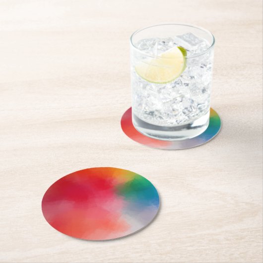 Benutzerdefinierte Farbenfrohe Abstrakte Vorlage f Runder Pappuntersetzer (Vor Ort)