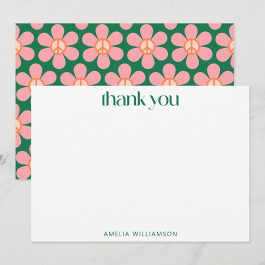 Benutzerdefinierte farbenfrohe Friedensblumen-Baby Dankeskarte (Vorne/Hinten)