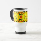 Benutzerdefinierte farbenfrohe Kunst-Monogramm Ihr Reisebecher (Vorderseite Links)