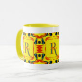 Benutzerdefinierte farbenfrohe Kunst-Monogramm Ihr Tasse (Vorderseite Links)
