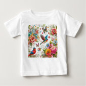 Benutzerdefinierte farbige Blume Vogelschmetterlin Baby T-shirt (Vorderseite)