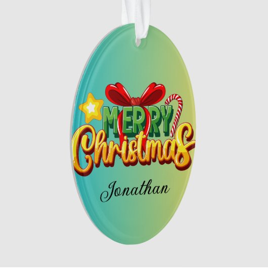 Benutzerdefinierte farbige Gradientengrün Xmas Ornament (Vorderseite)