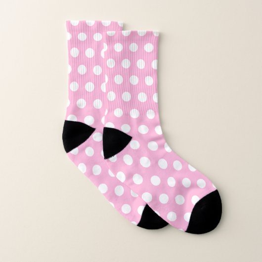 Benutzerdefinierte Farbsocken - Rosa mit weißen Pu Socken (Paar)