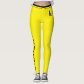 Benutzerdefinierte Feier Gelb-Schwarzes Monogramm  Leggings (Vorderseite)