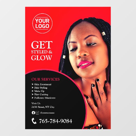 Benutzerdefinierte Fensterklammern von Salon Servi Fensteraufkleber (Blatt)