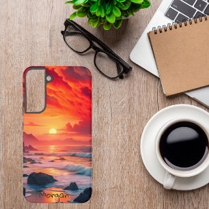 Benutzerdefinierte feurige Sonnenuntergangs-Küsten Samsung Galaxy Hülle