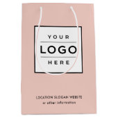Benutzerdefinierte Firmenlogos Rosa Farbe Mittlere Geschenktüte (Vorderseite)