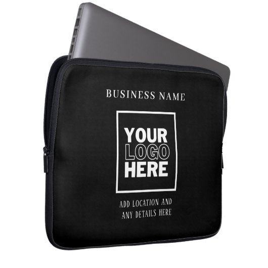 Benutzerdefinierte Firmenlogos, schwarz und weiß Laptopschutzhülle (Vorne Rechts)