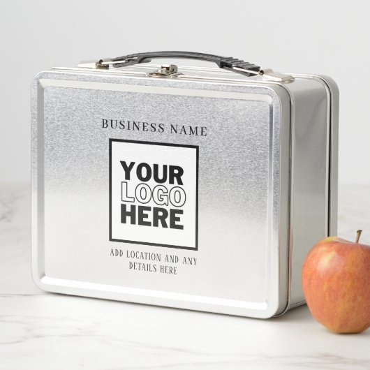 Benutzerdefinierte Firmenlogos, schwarz und weiß Metall Brotdose (Beispiel)