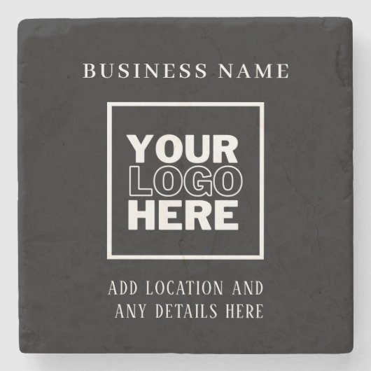 Benutzerdefinierte Firmenlogos, schwarz und weiß Steinuntersetzer (Vorderseite)