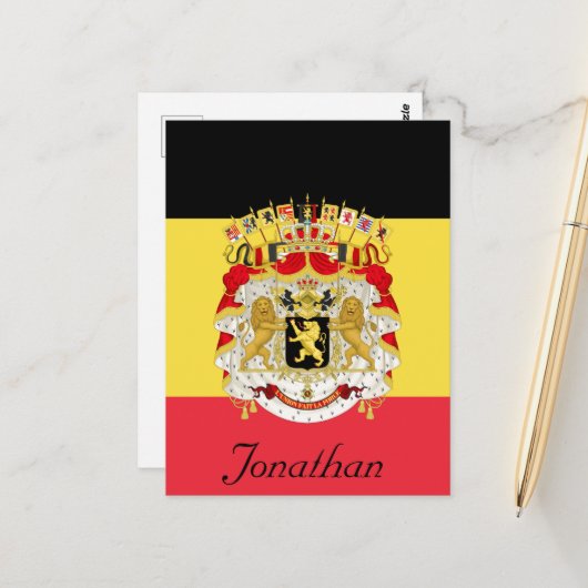 Benutzerdefinierte Flagge Belgiens Schwarzes Gelb  Postkarte (Vorderseite/Rückseite Beispiel)