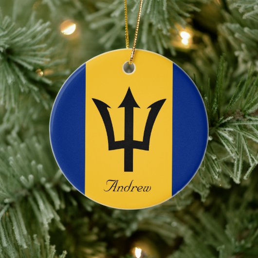 Benutzerdefinierte Flagge des Barbados-Trident des Keramik Ornament (Baum)