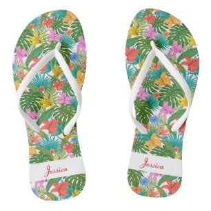 Benutzerdefinierte florale Flip-Flops mit Hibiskus Badesandalen