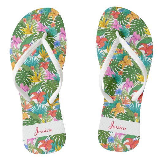 Benutzerdefinierte florale Flip-Flops mit Hibiskus Badesandalen (Fußbett)