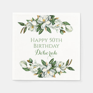 Benutzerdefinierte Florale Magnolie Greenery Gebur Serviette