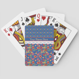 Benutzerdefinierte florale Polka-Punkte Faux-Spitz Spielkarten