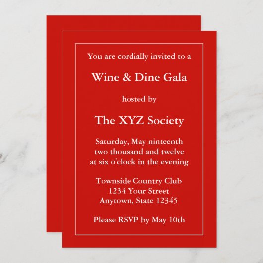 Benutzerdefinierte formale Rote Einladung oder Ank (Vorne/Hinten)